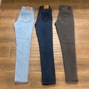 Levi’s jeans 721 High Rise Skinny size 26 lot 3 blue charcoal dark rinse